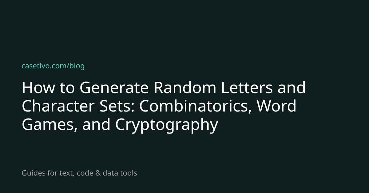 How to Generate Random Letters and Character Sets: Combinatorics, Word ...