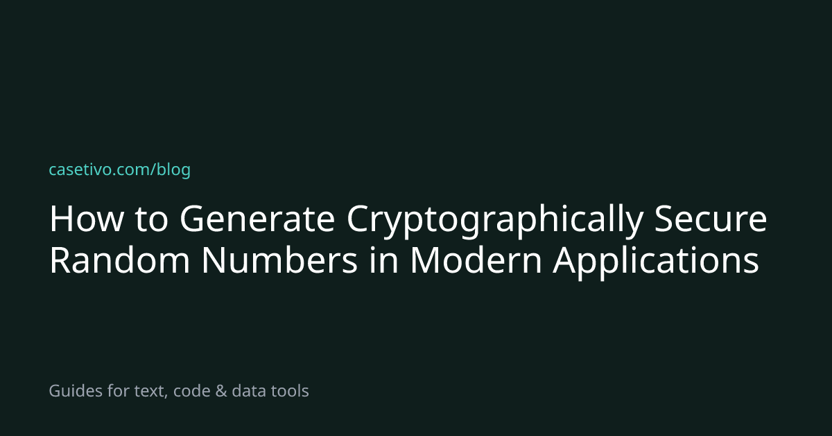 How to Generate Cryptographically Secure Random Numbers in Modern ...