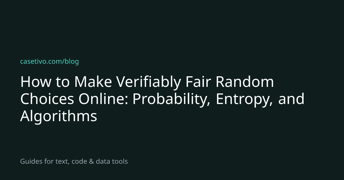 How to Make Verifiably Fair Random Choices Online: Probability, Entropy ...